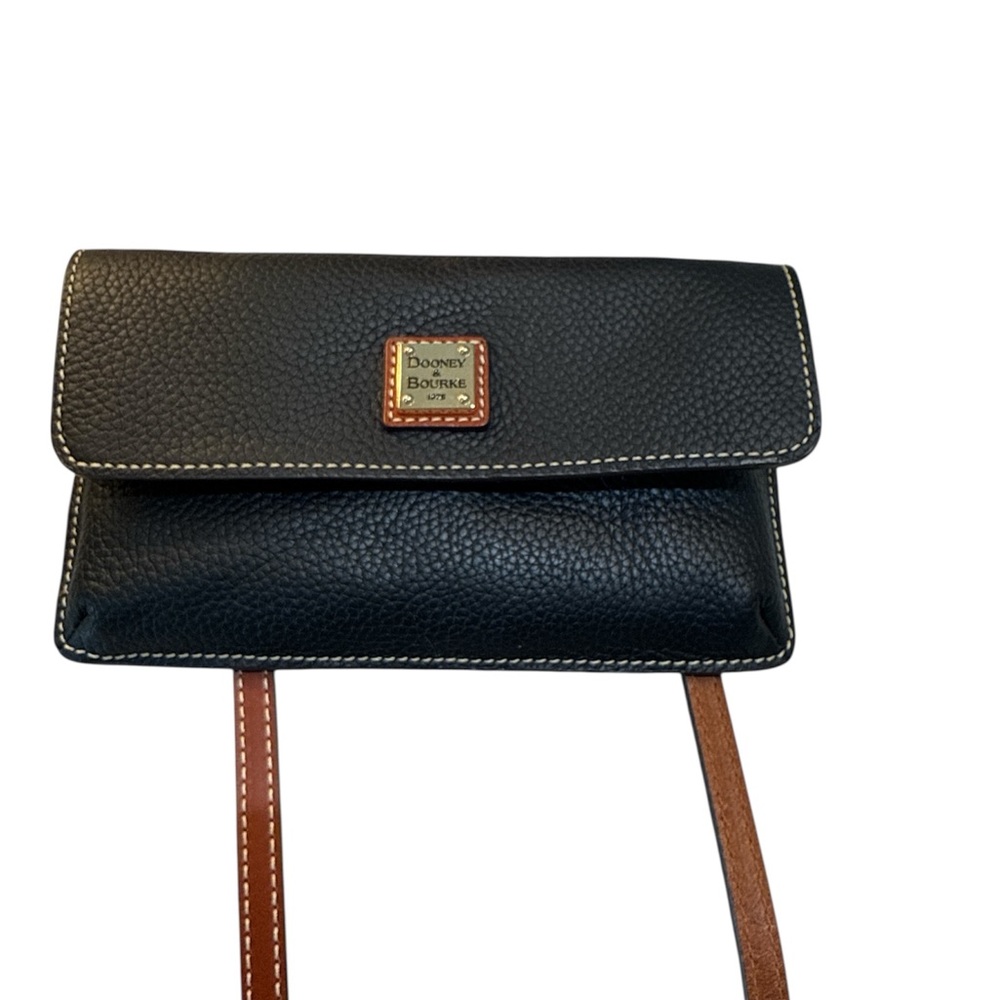 Dooney & Bourke Milly Black Pebble Grain Leather Crossbody Bag with Saddle Trim